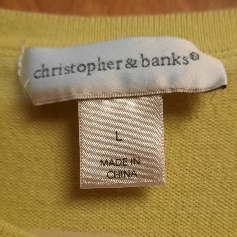 Sweater, Christopher and Banks Cardigan, Light Yellow-Green, 3/4 Length Sleeves - Picture 4 of 6